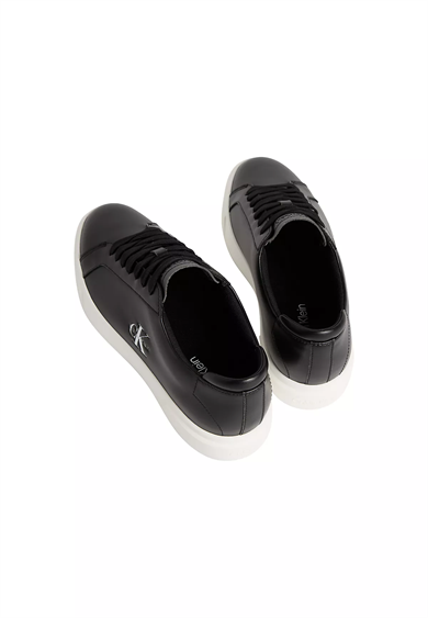 Calvin Klein Erkek Deri Bağlamalı Rahat Taban CK Yazı Detay Siyah Sneaker YM0YM01460-BEH