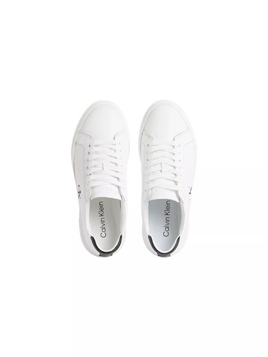 Calvin Klein Erkek Deri Bağlamalı Rahat Taban CK Yazı Detay Beyaz Sneaker YM0YM01460-01W