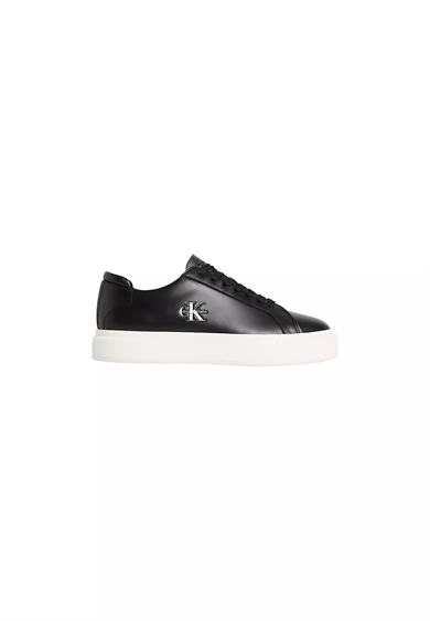 Calvin Klein Erkek Deri Bağlamalı Rahat Taban CK Yazı Detay Siyah Sneaker YM0YM01460-BEH