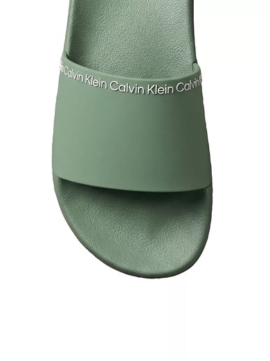 Calvin Klein Erkek Deri Rahat Taban Günlük Kullanım Yeşil Terlik HM0HM02108-LKG