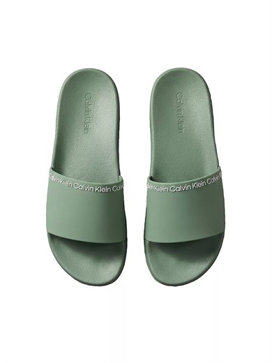 Calvin Klein Erkek Deri Rahat Taban Günlük Kullanım Yeşil Terlik HM0HM02108-LKG