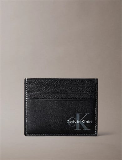 Calvin Klein Erkek Dokulu Hakiki Deri Yüzey CK Logo Desenli Siyah Cüzdan LV04D1269G-UB1