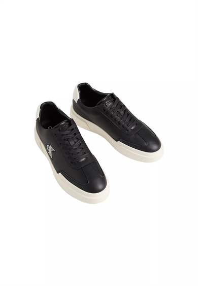 Calvin Klein Erkek Düşük Bilekli CK Logo Detaylı Deri Siyah Sneaker HM0HM02137-0GM