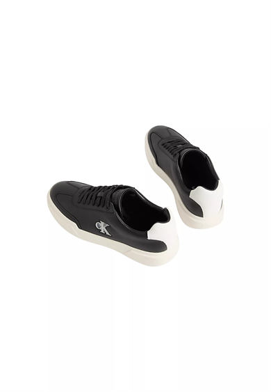 Calvin Klein Erkek Düşük Bilekli CK Logo Detaylı Deri Siyah Sneaker HM0HM02137-0GM
