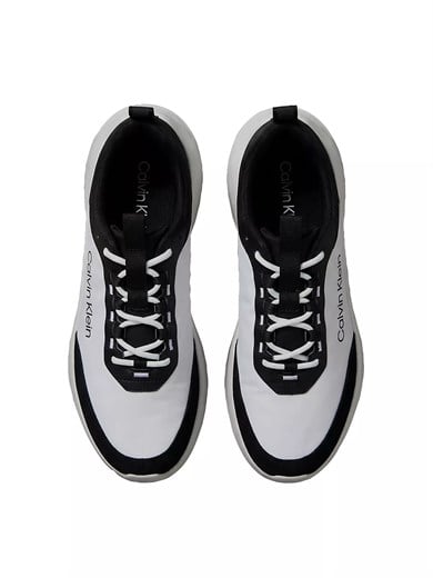 Calvin Klein Erkek Düşük Bilekli Ortopedik Tabanlı CK Logo Detaylı Siyah-Beyaz Sneaker HM0HM02342-0GM