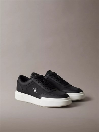 Calvin Klein Erkek Düşük Bilekli CK Logo İmzalı Deri Siyah Sneaker HM0HM02326-BEH