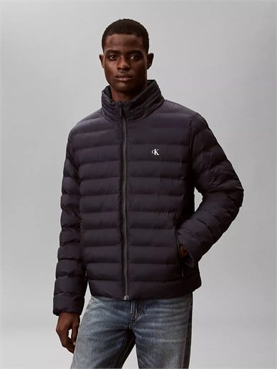 Calvin Klein Erkek Fermuarlı Dik Yaka Kapitoneli Cep Detaylı Lacivert Mont LV04RC511G-CEF
