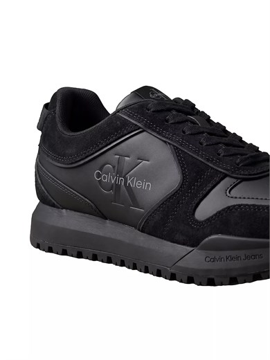 Calvin Klein Erkek Hakiki Deri Süet Detaylı Logolu Siyah Sneaker YM0YM01461-0GJ