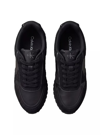Calvin Klein Erkek Hakiki Deri Süet Detaylı Logolu Siyah Sneaker YM0YM01461-0GJ