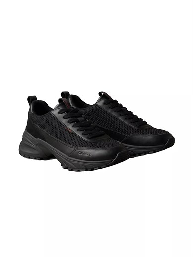 Calvin Klein Erkek Kalın Topuk Deri Bağcıklı Rahat Taban Siyah Sneaker HM0HM02240-06U