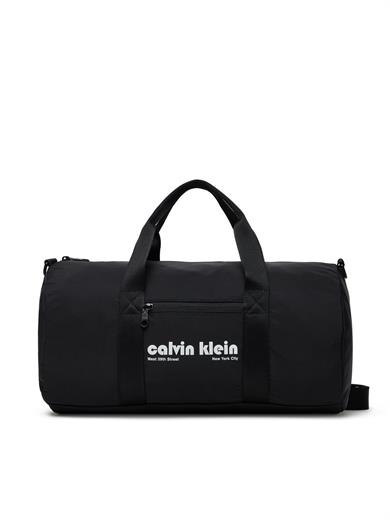 Calvin Klein Erkek Logo Baskılı Fermuar Bölmeli Geniş İç Hacimli Siyah Spor Çanta LV04G3163G-UB1