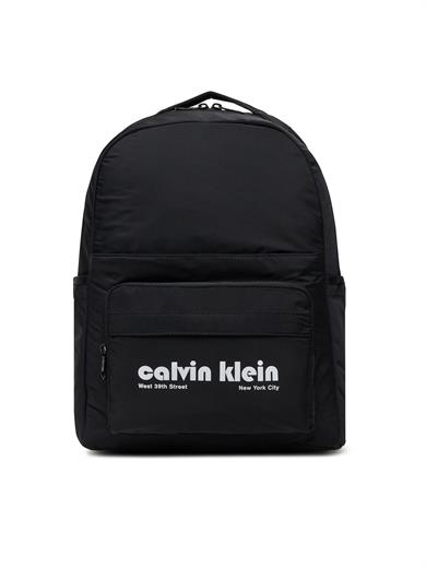 Calvin Klein Erkek Logo Baskılı Fermuarlı Ön Bölmeli Geniş İç Hacimli Siyah Sırt Çantası LV04G3162G-UB1
