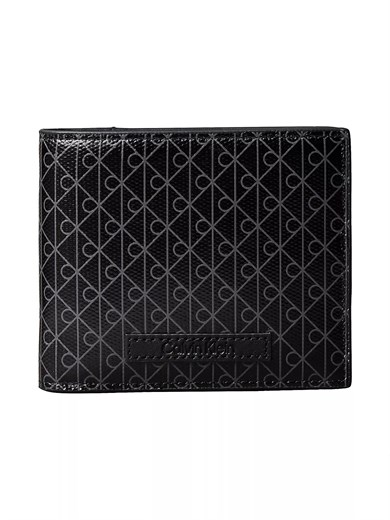 Calvin Klein Erkek Logo Desenli Bozuk Para Bölmeli Çok Kartlıklı Katlanır Siyah Cüzdan LV04D1085G-UB1