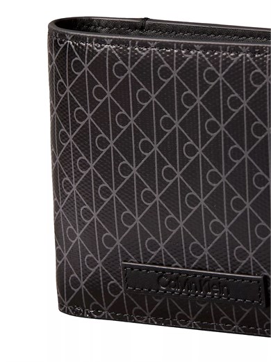 Calvin Klein Erkek Logo Desenli Bozuk Para Bölmeli Çok Kartlıklı Katlanır Siyah Cüzdan LV04D1085G-UB1