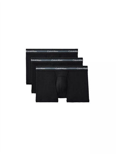 Calvin Klein Erkek Logo Etiketli Elastik Bel Bantlı Üçlü Paket Siyah Boxer LV00NB4536-UB1