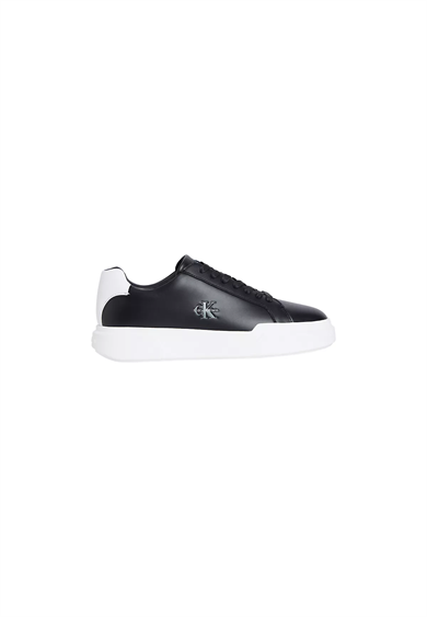 Calvin Klein Erkek Logo Kabartmalı Düşük Bilekli %100 Deri Siyah Sneaker YM0YM01344-06W