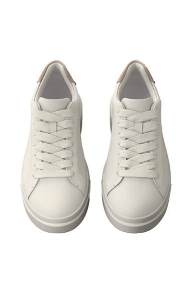 Calvin Klein Erkek Logo Kabartmalı Düşük Bilekli %100 Deri Beyaz Sneaker YM0YM01344-0LC