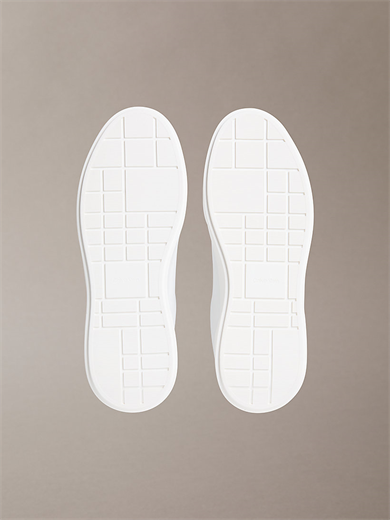 Calvin Klein Erkek Logo Kabartmalı Düşük Bilekli %100 Deri Beyaz-Kahverengi Sneaker YM0YM01344-05O