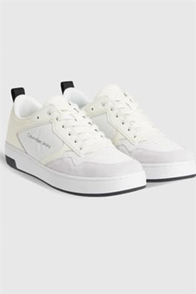 Calvin Klein Erkek Logolu Bağcıklı Deri Bej Ayakkabı YM0YM00574-0F6