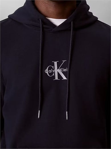 Calvin Klein Erkek Normal Kesim Yüksek Pamuk İçerikli Kapüşonlu Uzun Kollu Lacivert Sweatshirt LV04RG279G-CEF