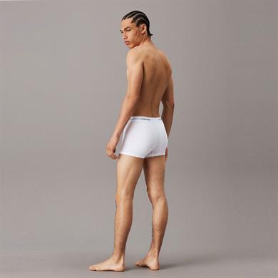 Calvin Klein Erkek Pamuklu Slim Fit Beli Elastik Bantlı 3lü Beyaz Boxer LV00NB4392-100