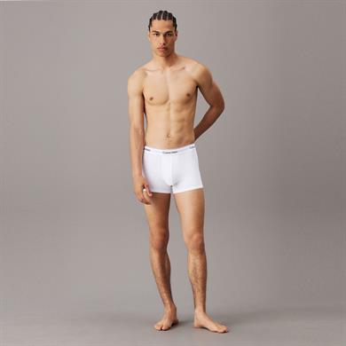 Calvin Klein Erkek Pamuklu Slim Fit Beli Elastik Bantlı 3lü Beyaz Boxer LV00NB4392-100