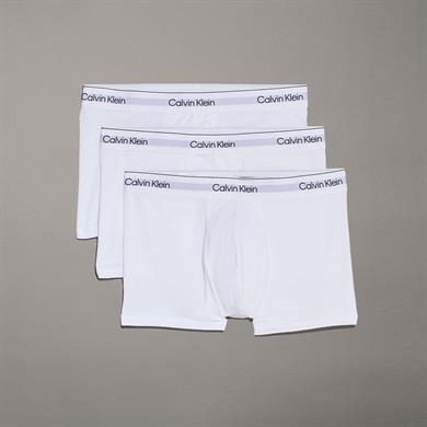 Calvin Klein Erkek Pamuklu Slim Fit Beli Elastik Bantlı 3lü Beyaz Boxer LV00NB4392-100