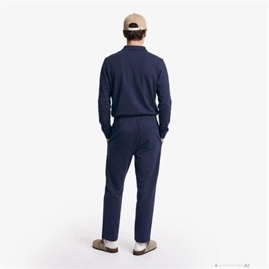 Calvin Klein Erkek Premium Havlu Kumaş Mikro Logo Detaylı Jogger Lacivert Eşofman Altı LV04LH217G-CEF