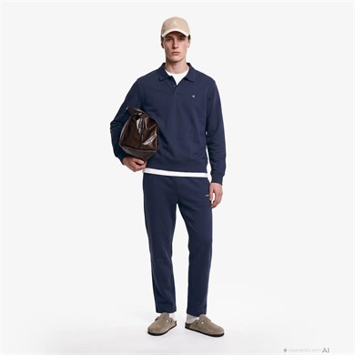 Calvin Klein Erkek Premium Havlu Kumaş Mikro Logo Detaylı Jogger Lacivert Eşofman Altı LV04LH217G-CEF