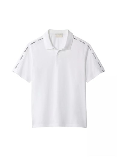 Calvin Klein Erkek Regular Fit %100 Pamuklu Düğmeli Polo Yaka Logo Bantlı Kısa Kollu Beyaz Polo Yaka T-Shirt LV04RH202G-YAF