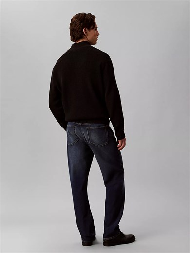 Calvin Klein Erkek Regular Fit Pamuklu Örgü Balıkçı Yaka Yarım Fermuarlı Uzun Kollu Siyah Kazak LV04RH327G-UB1