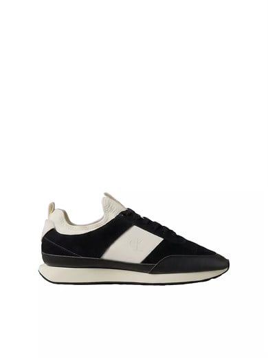Calvin Klein Erkek Süet Yüzey Airfit Tabanlı Esnek Bilekli Monogram Logolu Siyah Sneaker HM0HM02305-0GN