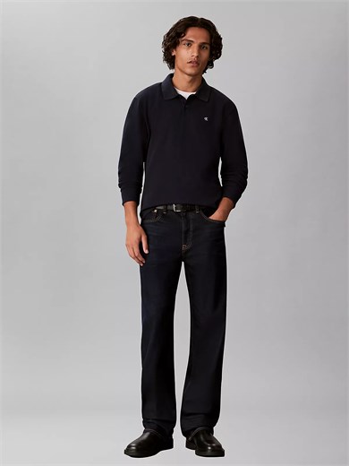 Calvin Klein Erkek Uzun Kollu Rahat Kesim Lacivert Polo Yaka T-Shirt LV04RH263G-CEF