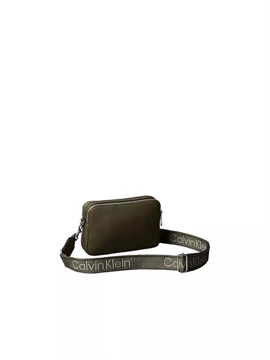 Calvin Klein Kadın Askı Ayarlanabilir Calvin Klein Yazılı Fermuar Kapama Deri Yeşil Çanta LV04F3656G-LI1