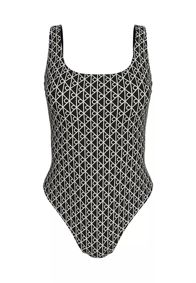Calvin Klein Kadın Askılı CK Yazı Desenler Slip Sırt Dekolte Esnek Kumaş Siyah Mayo LV00Q61205-32N