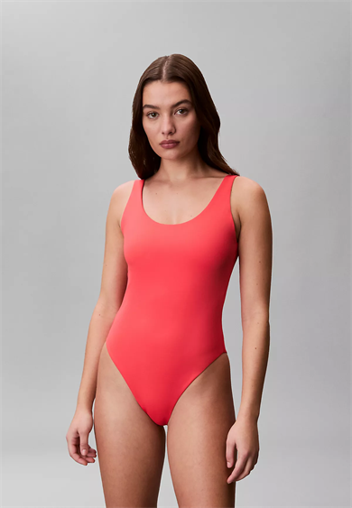 Calvin Klein Kadın Askılı CK Yazı Desenler Slip Sırt Dekolte Esnek Kumaş Pembe Mayo LV00Q61205-XKP