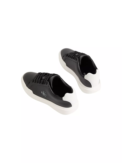Calvin Klein Kadın Bağcıklı Rahat Taban Logo Detaylı Deri Günlük Siyah Sneaker YW0YW01947-06W