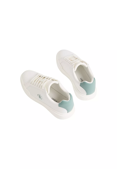 Calvin Klein Kadın Bağcıklı Rahat Taban Logo Detaylı Deri Günlük Beyaz Sneaker YW0YW01947-05X