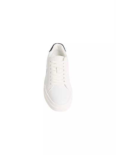 Calvin Klein Kadın Bağcıklı Rahat Taban Logo Detaylı Deri Günlük Beyaz-Siyah Sneaker YW0YW01947-06X