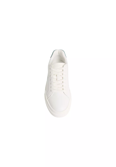 Calvin Klein Kadın Bağcıklı Rahat Taban Logo Detaylı Deri Günlük Beyaz Sneaker YW0YW01947-05X