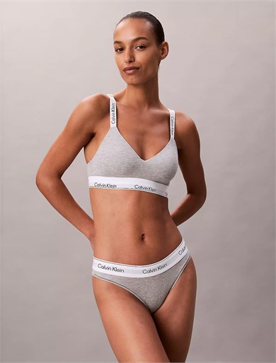 Calvin Klein Kadın Calvin Yazı Detay Askılı Slim Fit Çıt Çıt Kapama Yumuşak Kumaş Gri Sütyen LV00QF8504-P7A