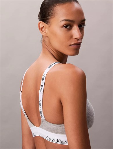 Calvin Klein Kadın Calvin Yazı Detay Askılı Slim Fit Çıt Çıt Kapama Yumuşak Kumaş Gri Sütyen LV00QF8504-P7A