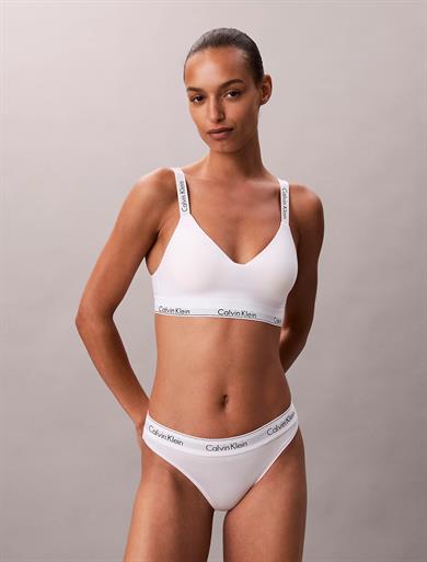 Calvin Klein Kadın Calvin Yazı Detay Askılı Slim Fit Çıt Çıt Kapama Yumuşak Kumaş Beyaz Sütyen LV00QF8504-100