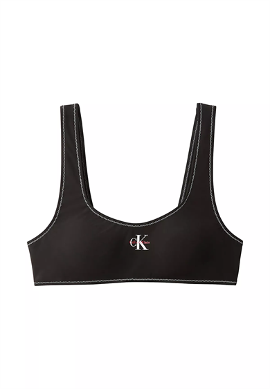 Calvin Klein Kadın CK Baskılı Dikiş Detaylı Yumuşak ve Esnek Kumaşlı Siyah Bikini Üstü LV00Q61100-UB1