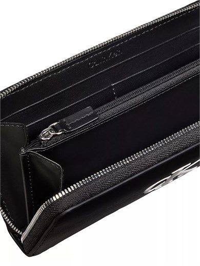 Calvin Klein Kadın CK Desenli Kart Bölmeli Deri Siyah Cüzdan LV04F1077G-3L2