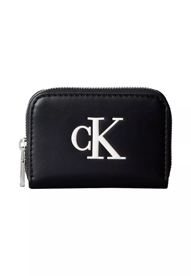 Calvin Klein Kadın CK Desenli Fermuar Kapamalı Kart Bölmeli Siyah Cüzdan LV04F1154G-3L2