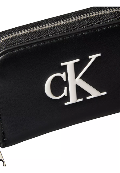 Calvin Klein Kadın CK Desenli Fermuar Kapamalı Kart Bölmeli Siyah Cüzdan LV04F1154G-3L2