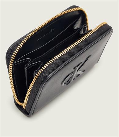 Calvin Klein Kadın CK Desenli Fermuar Kapamalı Kart Bölmeli Siyah Cüzdan LV04F1154G-UB1