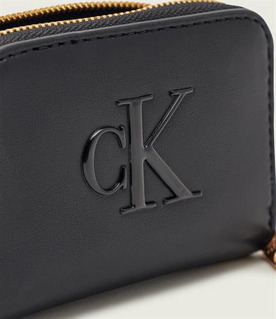 Calvin Klein Kadın CK Desenli Fermuar Kapamalı Kart Bölmeli Siyah Cüzdan LV04F1154G-UB1