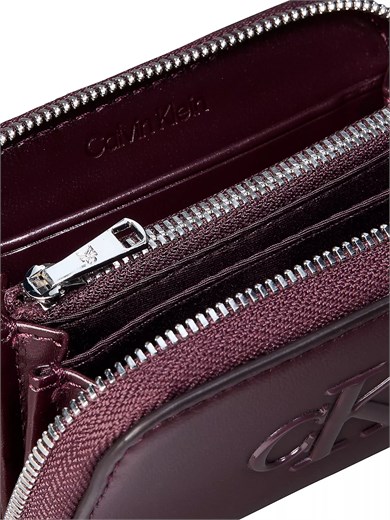 Calvin Klein Kadın CK Desenli Fermuar Kapamalı Kart Bölmeli Bordo Cüzdan LV04F1154G-BAP